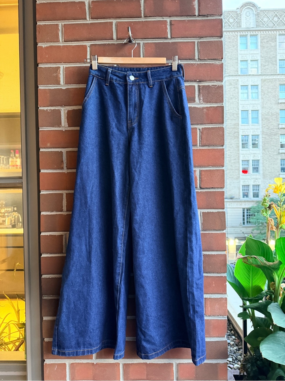 Cider Wide-Leg High Waist Dark Blue Denim Jeans